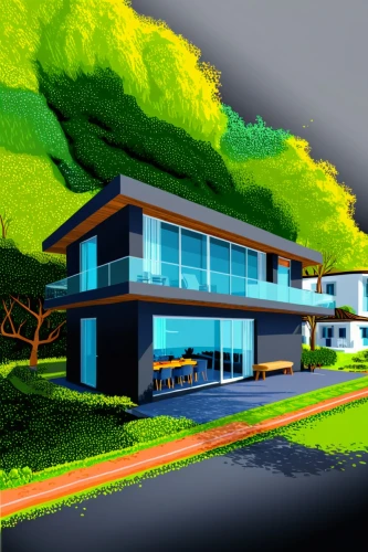 3d rendering,modern house,mid century house,render,smart house,home landscape,residential house,3d render,virtual landscape,modern architecture,3d rendered,houses clipart,futuristic landscape,smart home,landscaping,residential,mid century modern,digital compositing,cubic house,roof landscape,Illustration,Black and White,Black and White 04