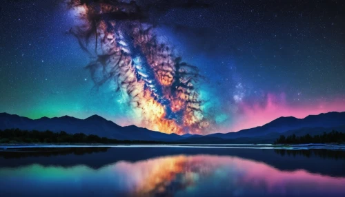 galaxy collision,galaxy,astronomy,the milky way,the night sky,colorful stars,northen lights,auroras,nothern lights,night sky,fairy galaxy,aurora borealis,milky way,nebula,northern lights,the northern lights,milkyway,rainbow and stars,space art,starry sky,Conceptual Art,Daily,Daily 24