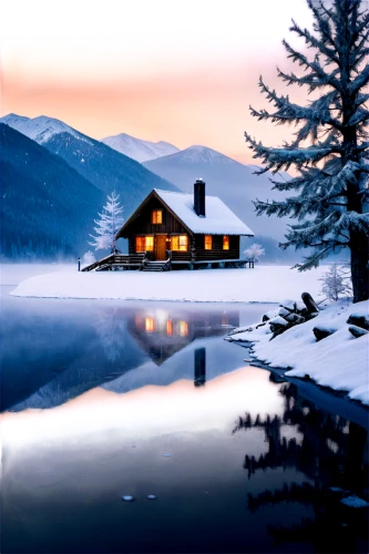 winter landscape,winter house,winter lake,the cabin in the mountains,snowy landscape,christmas landscape,snow landscape,house with lake,frozen lake,winter background,snow house,house in mountains,mountain hut,beautiful landscape,winter morning,landscapes beautiful,tranquility,winter dream,beautiful lake,cottage,Illustration,Realistic Fantasy,Realistic Fantasy 18