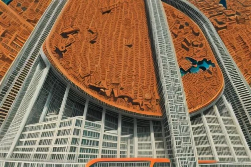 year of construction 1972-1980,skycraper,helipad,futuristic architecture,the skyscraper,skyscraper,stalinist skyscraper,vertigo,rescue helipad,sci fiction illustration,hudson yards,hospital landing pad,skyscraper town,urban development,metropolis,kamppi,macroperspective,panopticon,brutalist architecture,klaus rinke's time field,Calligraphy,Illustration,Minimalist Architectural Illustration