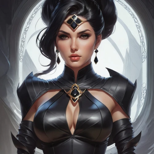 sorceress,catwoman,fantasy portrait,fantasy woman,widow,fantasy art,the enchantress,huntress,black widow,femme fatale,gothic woman,queen of the night,dark elf,dark angel,priestess,raven girl,goddess of justice,gothic portrait,evil woman,goth woman,Conceptual Art,Fantasy,Fantasy 03