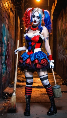 harley quinn,horror clown,raggedy ann,harley,scary clown,killer doll,creepy clown,clown,catrina,cosplay image,jigsaw,it,halloween2019,halloween 2019,cosplayer,janitor,harlequin,redhead doll,halloween costume,cosplay,Illustration,Realistic Fantasy,Realistic Fantasy 18