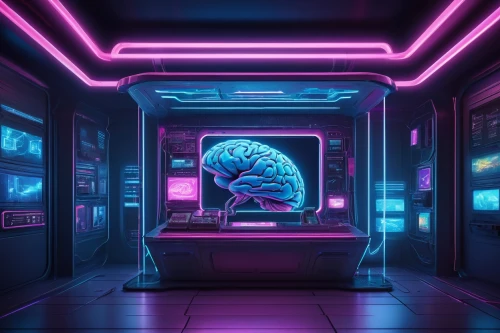 ufo interior,mri machine,mri,cyberpunk,futuristic,cyber,cyberspace,sci fi surgery room,neon,aesthetic,computer room,80s,80's design,neon coffee,brainstorm,scifi,vapor,nautilus,brain,brain icon,Conceptual Art,Daily,Daily 33