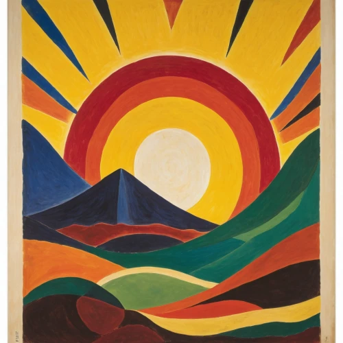 travel poster,3-fold sun,prayer flag,pachamama,sun,uluru,layer of the sun,matruschka,the sun,italian poster,spring equinox,1929,1926,tibetan prayer flags,rasta flag,1925,santa fe,bolivia,sun and moon,summer solstice,Art,Artistic Painting,Artistic Painting 27