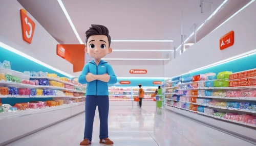 supermarket,shopkeeper,minimarket,carton man,grocery store,aisle,consumer,toy store,shopping icon,commercial,cinema 4d,store,grocery,grocer,pharmacy,clerk,target,convenience store,cashier,animated cartoon,Unique,3D,3D Character