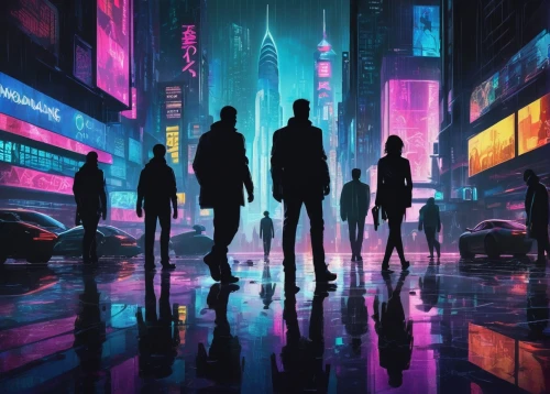 cyberpunk,dystopian,pedestrian,pedestrians,futuristic,hong kong,shinjuku,travelers,tokyo city,cityscape,neon arrows,sci fiction illustration,metropolis,dystopia,city youth,cities,tokyo,fantasy city,neon ghosts,sci-fi,Illustration,Black and White,Black and White 31