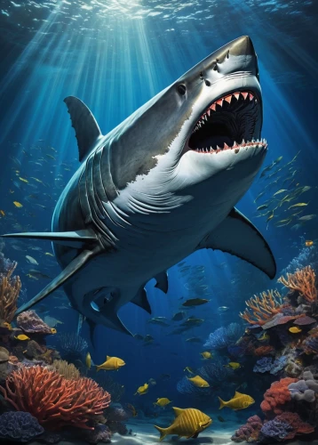 great white shark,sand tiger shark,tiger shark,bull shark,requiem shark,shark,marine reptile,bronze hammerhead shark,jaws,underwater background,sea animals,hammerhead,marine animal,cetacea,sea animal,remora,sharks,philomachus pugnax,aquatic animals,pacific sturgeon,Illustration,Retro,Retro 03