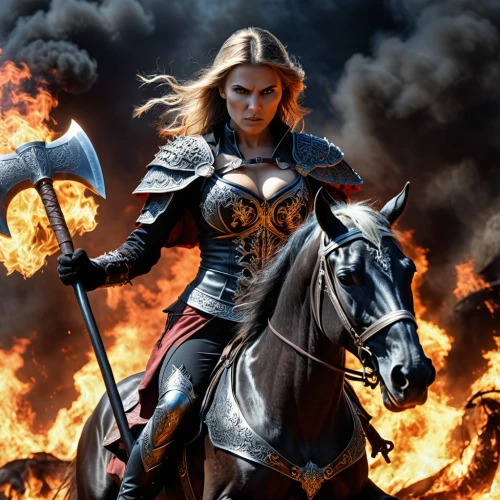 joan of arc,female warrior,woman fire fighter,warrior woman,massively multiplayer online role-playing game,norse,puy du fou,heroic fantasy,strong woman,strong women,fire horse,woman power,hard woman,crusader,fire background,woman strong,fantasy woman,bronze horseman,breastplate,swordswoman