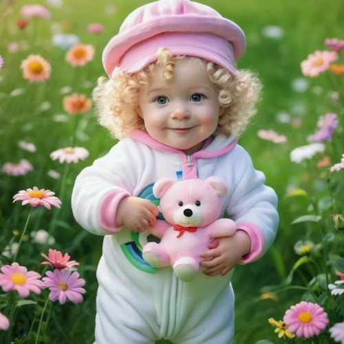little girl in pink dress,cute baby,girl in flowers,children's background,monchhichi,baby & toddler clothing,girl picking flowers,3d teddy,beautiful girl with flowers,flower background,female doll,child in park,picking flowers,flower girl,little flower,cute bear,meadow play,diabetes in infant,baby products,baby and teddy,Illustration,Realistic Fantasy,Realistic Fantasy 19