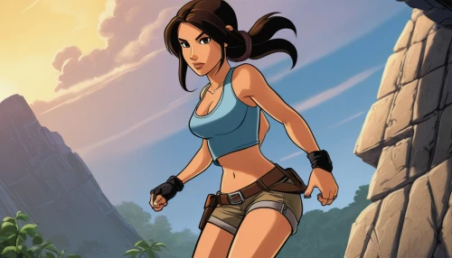 lara,croft,mulan,female runner,female warrior,jasmine,inka,maya,mowgli,mountain guide,game illustration,kinara,aladha,background ivy,animated cartoon,cartoon video game background,adventurer,cassia,action-adventure game,pocahontas,Illustration,Children,Children 01