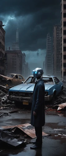 dystopian,cyberpunk,digital compositing,black city,destroyed city,concept art,cinematic,superhero background,apocalyptic,apocalypse,detroit,star-lord peter jason quill,futuristic,post-apocalyptic landscape,post apocalyptic,casablanca,dystopia,thunderstorm mood,avenger,trailer,Conceptual Art,Daily,Daily 22