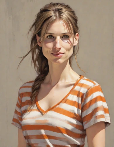 girl in t-shirt,portrait background,girl portrait,artist portrait,striped background,horizontal stripes,photo painting,young woman,portrait of a girl,illustrator,woman face,girl in a long,woman portrait,painter,natural cosmetic,face portrait,bodypaint,stripes,painting technique,woman's face,Digital Art,Impressionism