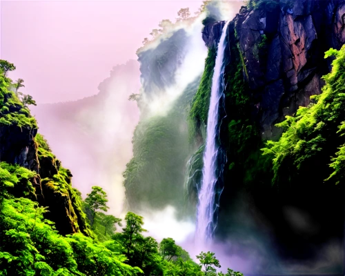 green waterfall,wasserfall,victoria falls,waterfalls,brown waterfall,waterfall,landscape background,water fall,bridal veil fall,mountainous landscape,falls,falls of the cliff,water falls,background view nature,cascading,gioc village waterfall,nature landscape,mountain landscape,mountain scene,wuyi,Conceptual Art,Oil color,Oil Color 07