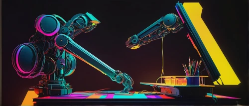 cinema 4d,neon coffee,industrial robot,blender,robotics,neon human resources,robotic,microscope,neon tea,neon sign,excavator,digiart,cyclocomputer,neon light,neon,machines,computer art,robot icon,robots,neon drinks,Illustration,Japanese style,Japanese Style 11