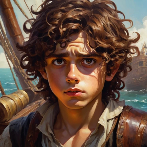 mowgli,pirate,cg artwork,sailer,jon boat,sloop-of-war,fantasy portrait,noah,child portrait,pirate treasure,galleon,world digital painting,sloop,hushpuppy,portrait background,newt,mutiny,tyrion lannister,sailing saw,the wind from the sea,Conceptual Art,Fantasy,Fantasy 18