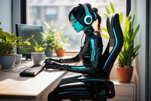 desktop support,work from home,neon human resources,girl at the computer,new concept arms chair,chat bot,desk accessories,helpdesk,wireless headset,women in technology,remote work,office chair,work at home,man with a computer,cyberpunk,office automation,freelancer,online support,posture,avatar,Illustration,Realistic Fantasy,Realistic Fantasy 23