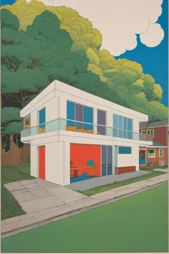 matruschka,mid century modern,mid century house,mid century,real-estate,houses clipart,house painting,housebuilding,residential,suburbs,modern pop art,suburban,bungalow,residential house,contemporary,estate agent,garage,cool pop art,smart house,model years 1958 to 1967,Illustration,Vector,Vector 12