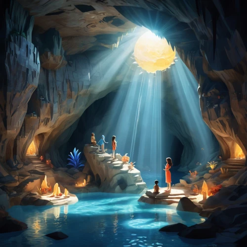 blue cave,cave on the water,the blue caves,blue caves,cave tour,cave church,sea caves,sea cave,fantasy picture,cave,fantasy landscape,underwater oasis,world digital painting,chasm,underground lake,the pillar of light,wishing well,pit cave,cenote,dungeons,Illustration,Vector,Vector 17