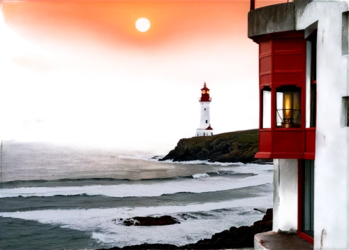 red lighthouse,petit minou lighthouse,lighthouse,electric lighthouse,light house,point lighthouse torch,crisp point lighthouse,pigeon point,battery point lighthouse,light station,ponta do sol,lifeguard tower,nubble,life buoy,guiding light,headland,seascape,red lantern,galley head,photomanipulation,Photography,Black and white photography,Black and White Photography 03