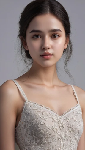 bridal clothing,pale,girl on a white background,natural cosmetic,portrait background,female model,young woman,azerbaijan azn,beautiful young woman,bridal jewelry,bodice,phuquy,romantic look,women's clothing,beautiful model,elegant,xuan lian,asian woman,art model,social,Photography,General,Natural