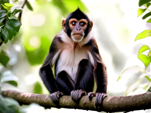 white-fronted capuchin,long tailed macaque,langur,white-headed capuchin,tufted capuchin,colobus,crab-eating macaque,guenon,de brazza's monkey,cercopithecus neglectus,tamarin,barbary monkey,macaque,primate,uakari,siamang,gibbon,squirrel monkey,common chimpanzee,rhesus macaque,Conceptual Art,Oil color,Oil Color 08