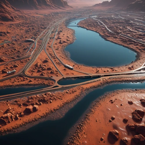 glen canyon,wadi rum,desert desert landscape,arid landscape,desert landscape,winding roads,wadirum,lake powell,dubai desert,roads,united arab emirates,horseshoe bend,libyan desert,canyon,oman,valley of fire,river landscape,winding road,sossusvlei,arid land,Photography,General,Sci-Fi