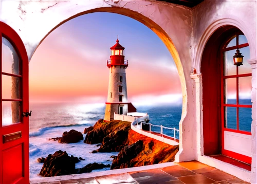 red lighthouse,lighthouse,electric lighthouse,light house,petit minou lighthouse,point lighthouse torch,light station,battery point lighthouse,crisp point lighthouse,cape byron lighthouse,window with sea view,rubjerg knude lighthouse,guiding light,pigeon point,splendid colors,red roof,bretagne,colorful light,italy liguria,french windows,Conceptual Art,Oil color,Oil Color 22
