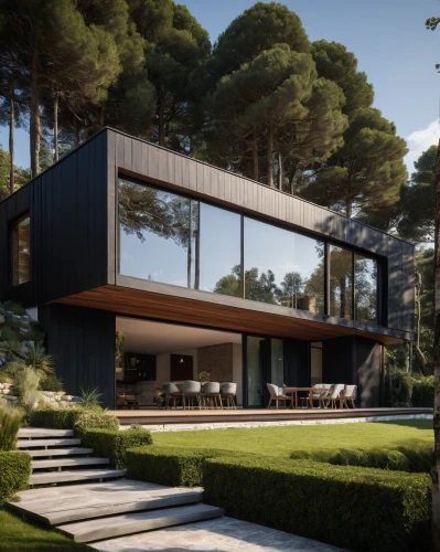 modern house,dunes house,modern architecture,house in the forest,mid century house,3d rendering,timber house,smart house,smart home,cubic house,luxury property,archidaily,cube house,render,corten steel,frame house,wooden house,summer house,residential house,modern style,Photography,General,Natural