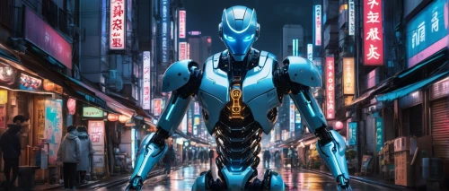 cyberpunk,dr. manhattan,walking man,electro,shinjuku,cyborg,avatar,cybernetics,cyber,sigma,tokyo,robotic,futuristic,3d man,ironman,humanoid,cyan,tokyo city,scifi,hong kong,Conceptual Art,Fantasy,Fantasy 22