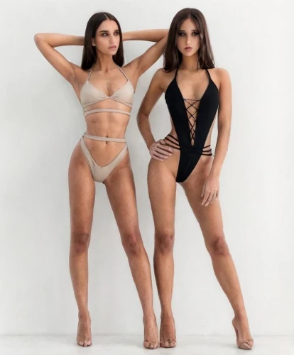 genes,models,two piece swimwear,monokini,ballerinas,photo session in bodysuit,cutouts,photo shoot for two,double,duo,angels,agent provocateur,see-through clothing,sisters,bodysuit,one-piece swimsuit,two girls,swimwear,mannequins,french silk