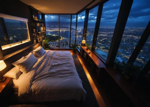 bedroom window,canopy bed,sleeping room,sky apartment,window view,great room,penthouse apartment,loft,dreamy,dream,i want to,window covering,want to,romantic night,hotel room,crib,night light,window sill,window seat,dreams