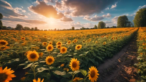 sunflower field,sunflowers,flower field,sun flowers,field of flowers,flowers field,blooming field,sunflowers and locusts are together,sunflower,helianthus sunbelievable,blanket of flowers,solar field,sun flower,meadow landscape,stored sunflower,flowers sunflower,erdsonne flower,dandelion field,helianthus,woodland sunflower,Photography,General,Fantasy