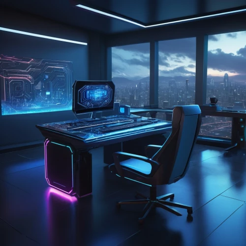 computer desk,computer workstation,blur office background,computer room,modern office,desk,neon human resources,working space,cyberpunk,office desk,secretary desk,visual effect lighting,desktop computer,3d background,game room,creative office,music workstation,ufo interior,workstation,3d render,Photography,Fashion Photography,Fashion Photography 17