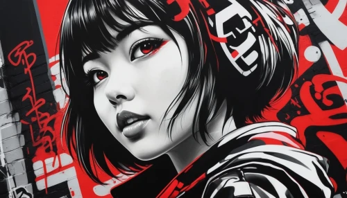 graffiti art,geisha girl,geisha,graffiti,japanese art,adobe,street artist,adobe illustrator,effect pop art,grafitty,japanese woman,maki,mural,streetart,oriental girl,cool pop art,persona,digiart,street artists,illustrator,Conceptual Art,Graffiti Art,Graffiti Art 09