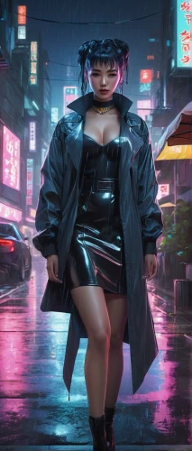 cyberpunk,futuristic,harajuku,vapor,neon light,neon lights,in the rain,80s,tokyo,rainy,walking in the rain,retro woman,raincoat,neon,geisha,world digital painting,hong,hk,cyber,umbrella,Conceptual Art,Fantasy,Fantasy 03