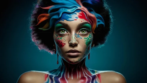 bodypainting,neon body painting,body painting,bodypaint,psychedelic art,body art,head woman,illustrator,multicolor faces,psychedelic,world digital painting,face paint,transistor,woman face,image manipulation,fractalius,pop art woman,prismatic,digiart,photoshop manipulation