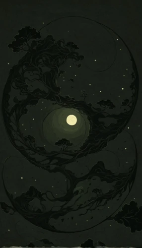 jupiter moon,moons,sōjutsu,celestial body,whirlpool,mid-autumn festival,crescent spring,moonlit,lantern,yinyang,moon and star,moonlit night,taijitu,spheres,the night of kupala,stars and moon,sun moon,celestial bodies,the night sky,lunar,Illustration,Black and White,Black and White 02