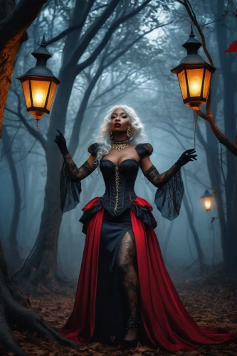 sorceress,fantasy woman,red riding hood,celebration of witches,vampire woman,the enchantress,fantasy picture,vampire lady,little red riding hood,queen of the night,the witch,dance of death,fairy tale character,light of night,queen of hearts,cosplay image,lady of the night,gothic woman,fantasy art,halloween witch,Illustration,Realistic Fantasy,Realistic Fantasy 06