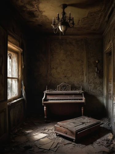 abandoned room,luxury decay,the piano,grand piano,assay office in bannack,abandoned house,piano,abandoned places,bannack,spinet,abandoned place,abandoned,music chest,empty interior,player piano,pianos,derelict,lost places,bannack assay office,fortepiano,Illustration,Realistic Fantasy,Realistic Fantasy 06