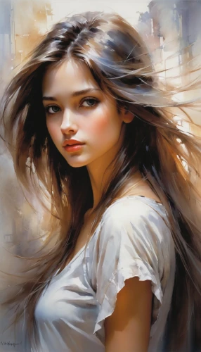 mystical portrait of a girl,young woman,girl portrait,photo painting,art painting,world digital painting,girl in a long,romantic portrait,oil painting,portrait of a girl,little girl in wind,girl drawing,oil painting on canvas,italian painter,girl in cloth,girl with cloth,fantasy art,digital painting,painter,girl in t-shirt,Conceptual Art,Oil color,Oil Color 03