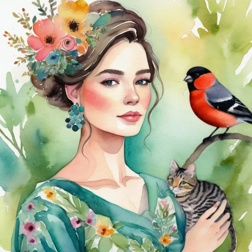 flower and bird illustration,bird illustration,bird painting,songbirds,mina bird,boho art,rosella,jane austen,ornithology,blue birds and blossom,nature bird,exotic bird,spring bird,oriental painting,meadow bird,fashion illustration,watercolor women accessory,wild birds,garden birds,garden bird