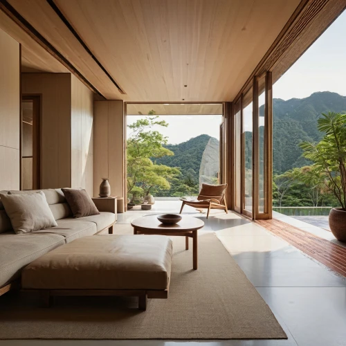 interior modern design,living room,house in the mountains,house in mountains,beautiful home,livingroom,modern living room,japanese-style room,roof landscape,sitting room,timber house,sliding door,japanese architecture,wooden decking,dunes house,corten steel,contemporary decor,chalet,luxury home interior,bamboo curtain