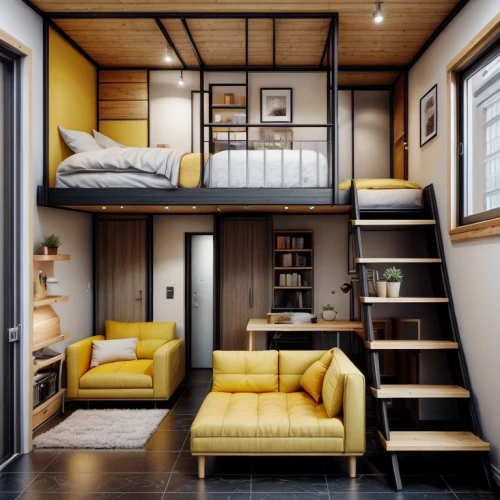 loft,modern room,inverted cottage,japanese-style room,shared apartment,room divider,sky apartment,sleeping room,cubic house,smart home,an apartment,cube house,shipping container,bunk bed,smart house,interior modern design,dormitory,modern decor,guest room,futon pad