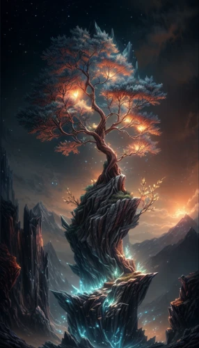 magic tree,burning tree trunk,dragon tree,tree of life,fantasy landscape,fantasy picture,flourishing tree,celtic tree,mushroom landscape,fantasy art,lone tree,tree torch,isolated tree,the branches of the tree,the japanese tree,tree thoughtless,burning bush,deciduous tree,tangerine tree,maelstrom