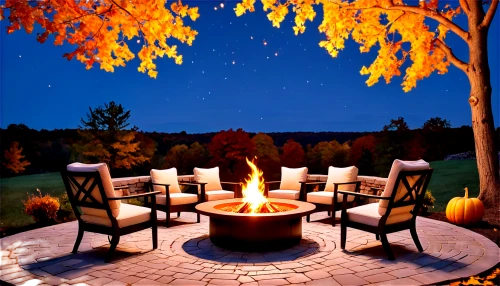 fire pit,firepit,landscape lighting,autumn decor,outdoor table,outdoor dining,autumn decoration,outdoor table and chairs,outdoor furniture,fireside,fall landscape,seasonal autumn decoration,patio furniture,fire bowl,outdoor grill,fire place,autumn background,campfire,outdoor cooking,autumn hot coffee,Illustration,Vector,Vector 18