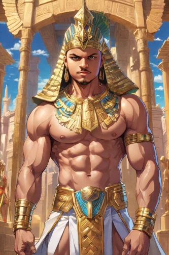 pharaoh,pharaonic,greek god,karnak,egyptian,horus,ramses,king tut,pharaohs,ramses ii,ancient egypt,egypt,ancient egyptian,tutankhamun,dahshur,joseph,poseidon god face,poseidon,sea god,sun god,Digital Art,Anime