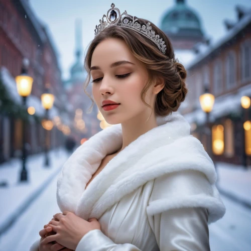 the snow queen,white rose snow queen,ice princess,ice queen,elsa,diademhäher,white fur hat,princess crown,princess sofia,tiara,girl in a historic way,white winter dress,winterblueher,miss circassian,winter dress,swedish crown,suit of the snow maiden,snow white,a princess,winter dream,Photography,General,Realistic