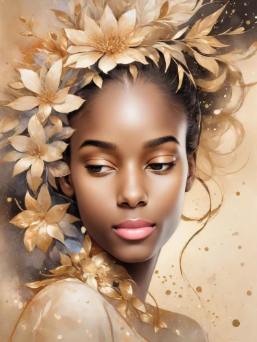 blossom gold foil,natural cosmetics,african daisies,golden flowers,world digital painting,beauty face skin,digital painting,flowers png,flower painting,gold flower,digital art,portrait background,digital artwork,sunflower lace background,flower gold,chocolate daisy,african woman,oil painting on canvas,floral background,blossoming