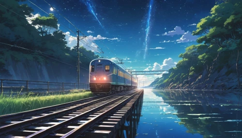 galaxy express,sky train,railroad,electric train,last train,tsumugi kotobuki k-on,long-distance train,train ride,train,the train,green train,trains,railway,train way,special train,international trains,amtrak,violet evergarden,train route,railroad track,Conceptual Art,Daily,Daily 24