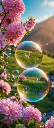 soap bubbles,soap bubble,lensball,crystal ball-photography,mirror in the meadow,spheres,3d bicoin,parallel worlds,3d background,3d fantasy,spring background,inflates soap bubbles,spring equinox,crystal ball,flower background,frozen soap bubble,6d,five elements,water mirror,air bubbles,Photography,General,Realistic